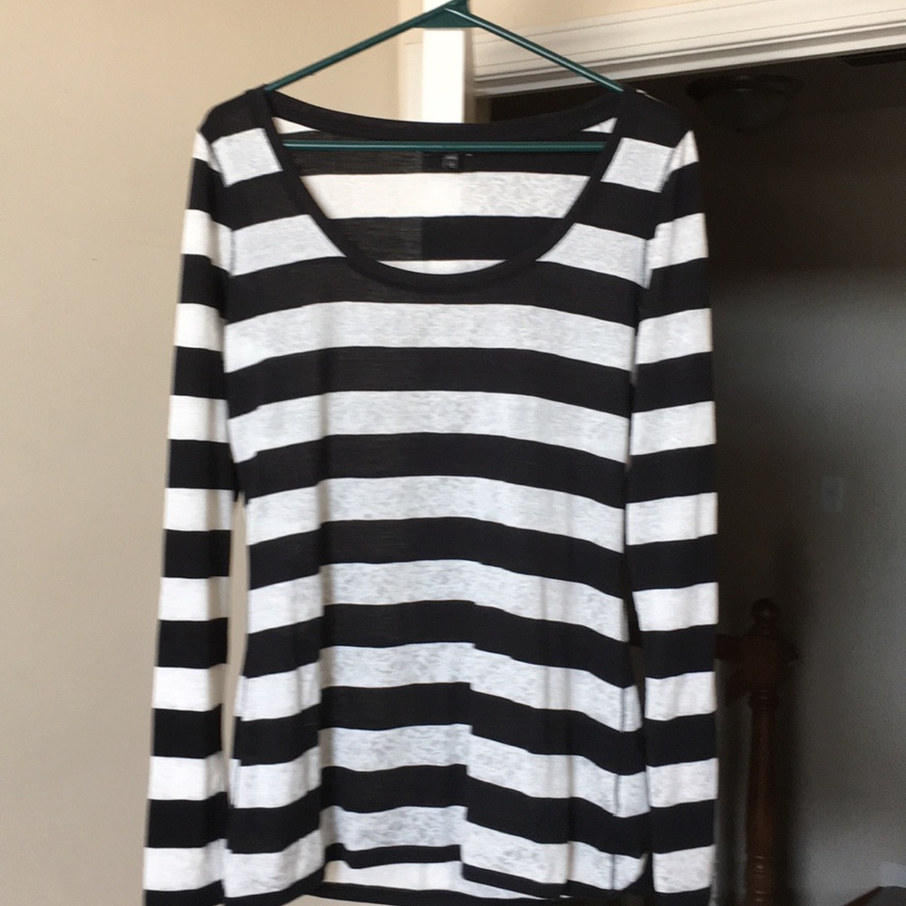 Never worn black and white stripe with lace insets